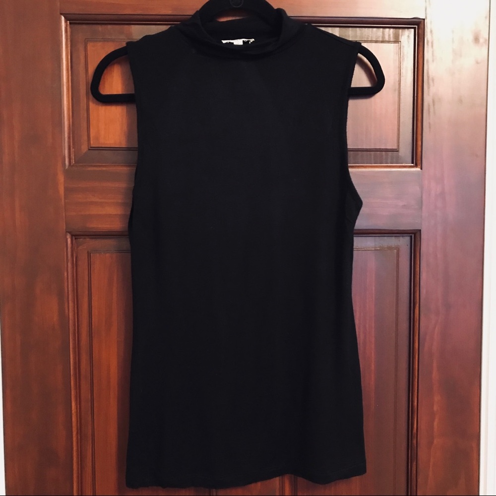 Black sleeveless jersey top